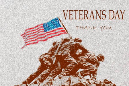 Téléchargez les photos : Journée des anciens combattants. Mémorial du Corps des Marines des États-Unis avec effet peinture à l'huile close up. - en image libre de droit