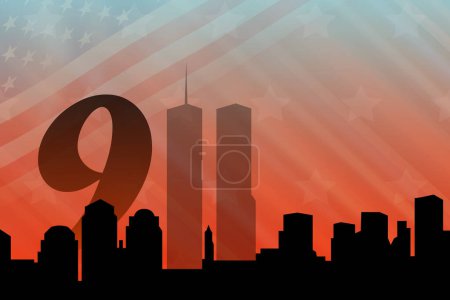 Téléchargez les photos : Jour du Patriote. New York skyline avec des tours jumelles fermer. - en image libre de droit