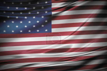 3D Flag of the United States of America close up. Background for national holidays in detail.