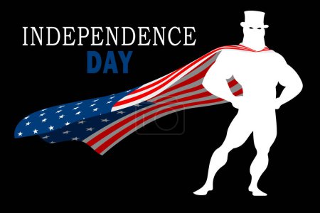 Foto de Día de la Independencia USA. Superhéroe con capa en forma de bandera de los Estados Unidos de América. - Imagen libre de derechos