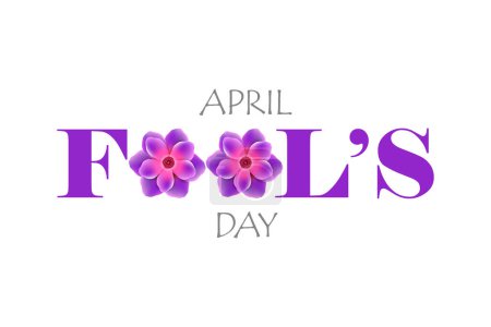 Photo for April Fool's Day. Creative text with flowers on a white background close up. - Royalty Free Image