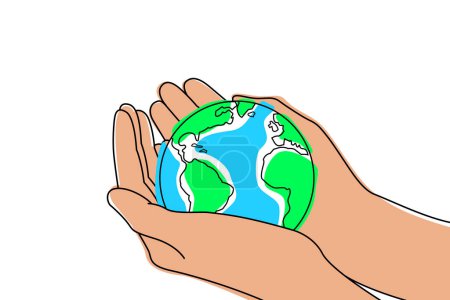 Photo for Earth Day. Hands holding planet earth close up. Earth saving concept. - Royalty Free Image