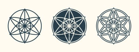 Illustration for Set symbols in circle. Religion philosophy, spirituality, occultism, chemistry, science, magic. Isolated vector illustration. - Royalty Free Image