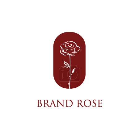 Illustration for Minimal Rose flower logo design. Logo can be used for spa, beauty salon, decoration, boutique. - Royalty Free Image
