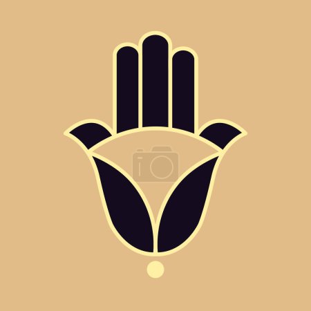 Téléchargez les illustrations : Illustration d'un symbole de main de hamsa. Main de Fatima religieuse. Motif décoratif. - en licence libre de droit