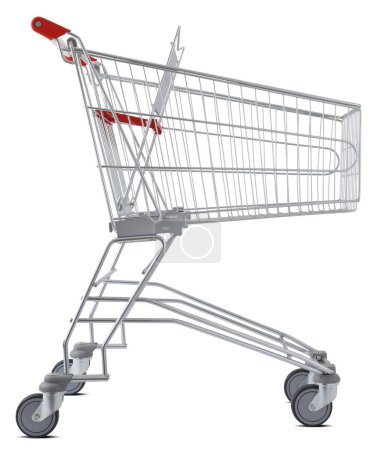 empty shopping cart isolated on white background, photo useful for symbol of add to cart for online shopping, advertise sale or purchase sign