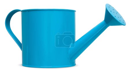 Photo for Metal vintage blue Watering Can, isolated on white background with clipping path, spring time concept for home garden or vegetable garden and plants care - Royalty Free Image