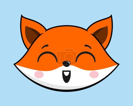 Illustration for Fox Grinning Face Head Kawaii Sticker - Royalty Free Image
