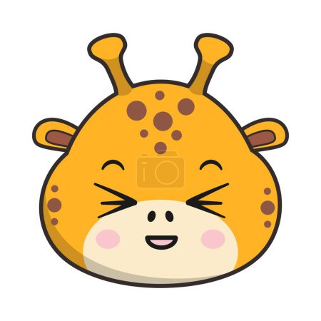 Illustration for Giraffe Squinting Face Sticker Emoticon Head Isolated - Royalty Free Image