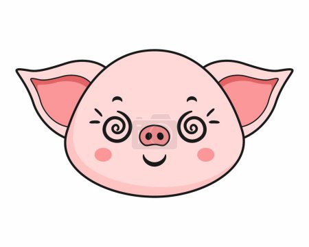 Téléchargez les illustrations : Sticker Tête de Cochon Woozy Kawaii - en licence libre de droit