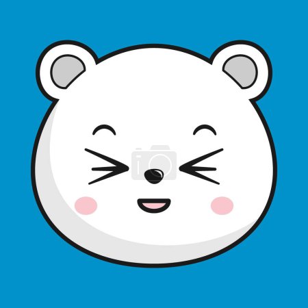 Illustration for Polar Bear Squinting Face Head Kawaii Sticker Isolated - Royalty Free Image