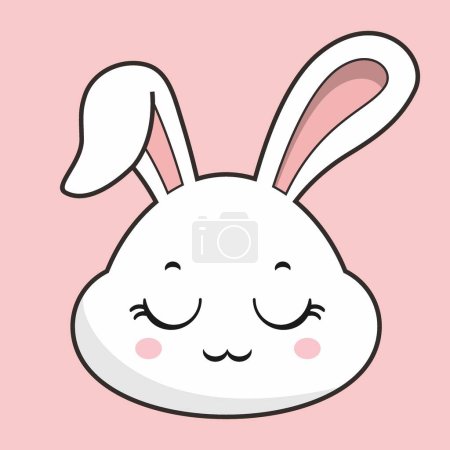 Illustration for Rabbit Disappointed Face Bunny Head Kawaii Sticker - Royalty Free Image