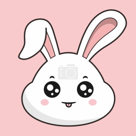Photo for Rabbit Tongue Out Face Bunny Head Kawaii Sticker - Royalty Free Image