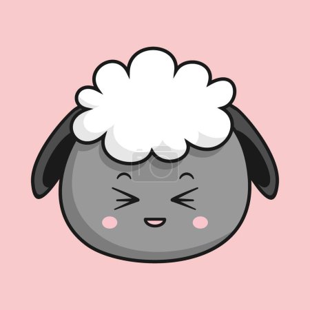 Illustration for Sheep Squinting Face Cartoon Head Lamb Sticker - Royalty Free Image