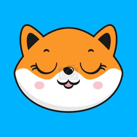 Photo for Shiba Inu Dog Smile Face Head Kawaii Sticker - Royalty Free Image