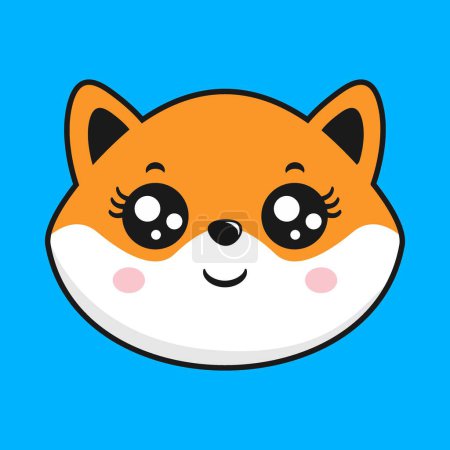 Illustration for Shiba Inu Dog Smile Face Head Kawaii Sticker - Royalty Free Image