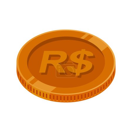 Photo for Bronze Coin Real Brazilian Money Copper Vector - Royalty Free Image