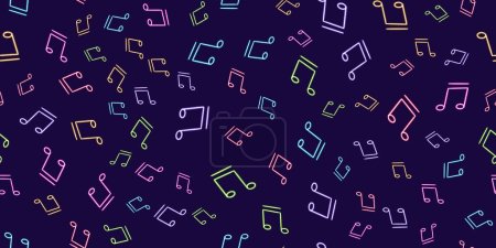 seamless pattern notes, sounds music glowing desktop icon, neon sticker, neon notes, sounds music figure, glowing figure, neon geometrical figures . High quality illustration-stock-photo