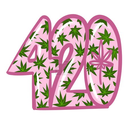 Ilustración de Feliz 420. Hora de fumar. cannabis y marihuana frase vectorial. Ilustración vectorial - Imagen libre de derechos