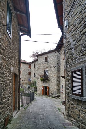 Foto de Vista del antiguo pueblo medieval de Raggiolo, Toscana, Italia - Imagen libre de derechos