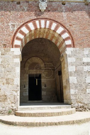 Photo for Entrance door of the chapel of San Galgano in Montesiepi, Tuscany, Italy - Royalty Free Image
