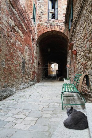 Foto de Callejón en el antiguo pueblo de Chiusdino, Toscana, Italia - Imagen libre de derechos