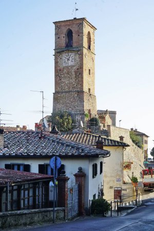 The Campano or clock tower in Anghiari, Tuscany, Italy