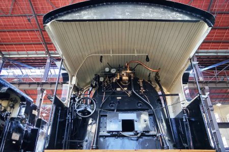 Photo for Old steam locomotive 735.129 built from 1917 to 1922 in the National Museum of the Railway in Pietrarsa, Campania, Italy - Royalty Free Image