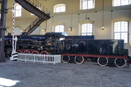 Photo for Old Steam Locomotive 480.017 Built in 1923 in the National Museum of the Railway in Pietrarsa, Campania, Italy - Royalty Free Image