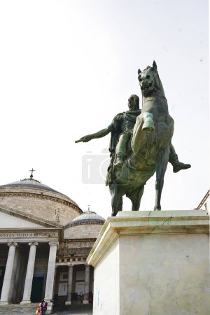 Photo for Equestrian statue of Ferdinand I in Plebiscito square in Naples, Campania, Italy - Royalty Free Image