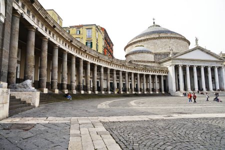 Photo for Colonnade in Plebiscito square in Naples, Campania, Italy - Royalty Free Image