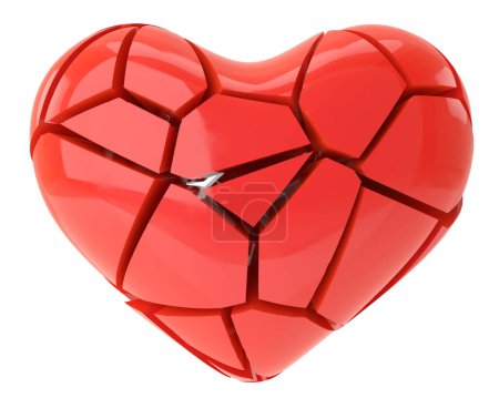 Corazón roto. Con el corazón roto. lovelorn. Ilustración 3D.