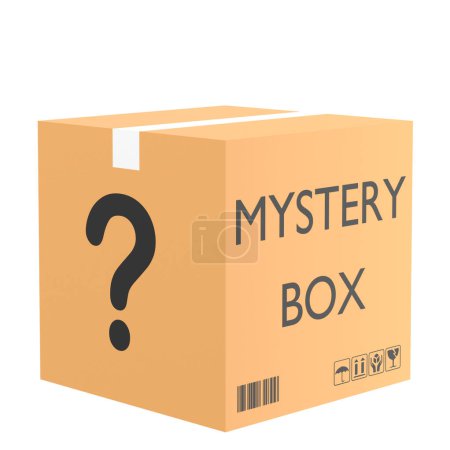 Mystery box. Glückskiste. 3D-Element. 3D-Illustration.