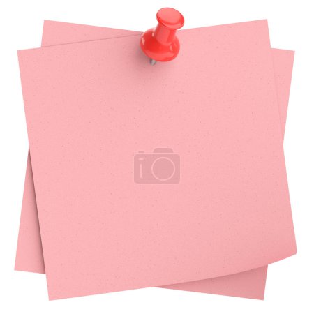 Photo for Note paper with push pin. 3D illustration. - Royalty Free Image