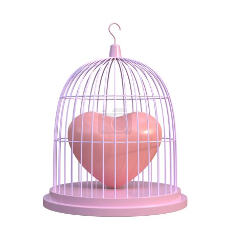 Coeur dans la cage. rendu 3D. Illustration 3D.