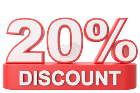 3D twenty percent discount. 20% discount. 20% sale.