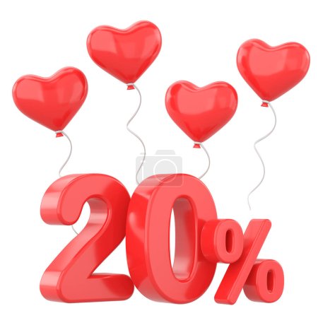 Photo for Valentine sale. Twenty percent sale. 20% sale. - Royalty Free Image