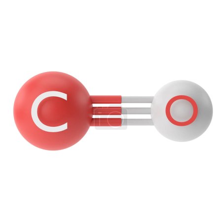 CO, formule chimique de monoxyde de carbone. Structure chimique 3D.