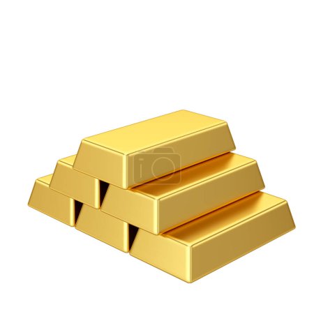 Foto de Barras de oro. lingotes de oro. lingote de oro. Ilustración 3D. - Imagen libre de derechos