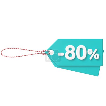 3D eighty percent sale. 80% sale. Sale tag.