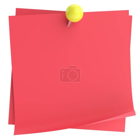 Photo for Note paper with push pin. 3D illustration. - Royalty Free Image