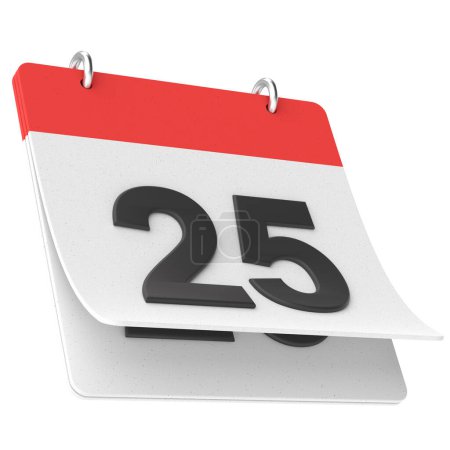 25th. Twenty-fifth day of month. Calendar. 3D illustration.