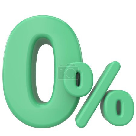 3D 0%. Zero percent installment. 3D illustration.
