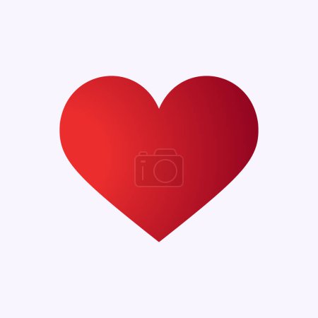 Symbol of Heart. Simple vector Icon. The classic symbol is universally used. Side lighting. The gradient of red color