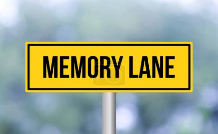 Memory lane road sign on blur background