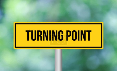 Turning point road sign on blur background