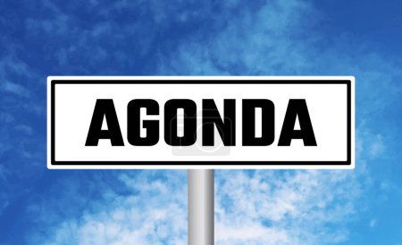 Photo for Agonda road sign on sky background - Royalty Free Image