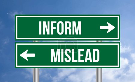 Photo for Inform or mislead road sign on blue sky background - Royalty Free Image