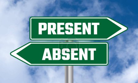 Photo for Present or absent road sign on cloudy sky background - Royalty Free Image