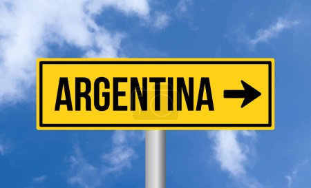 Photo for Argentina road sign on cloudy sky background - Royalty Free Image